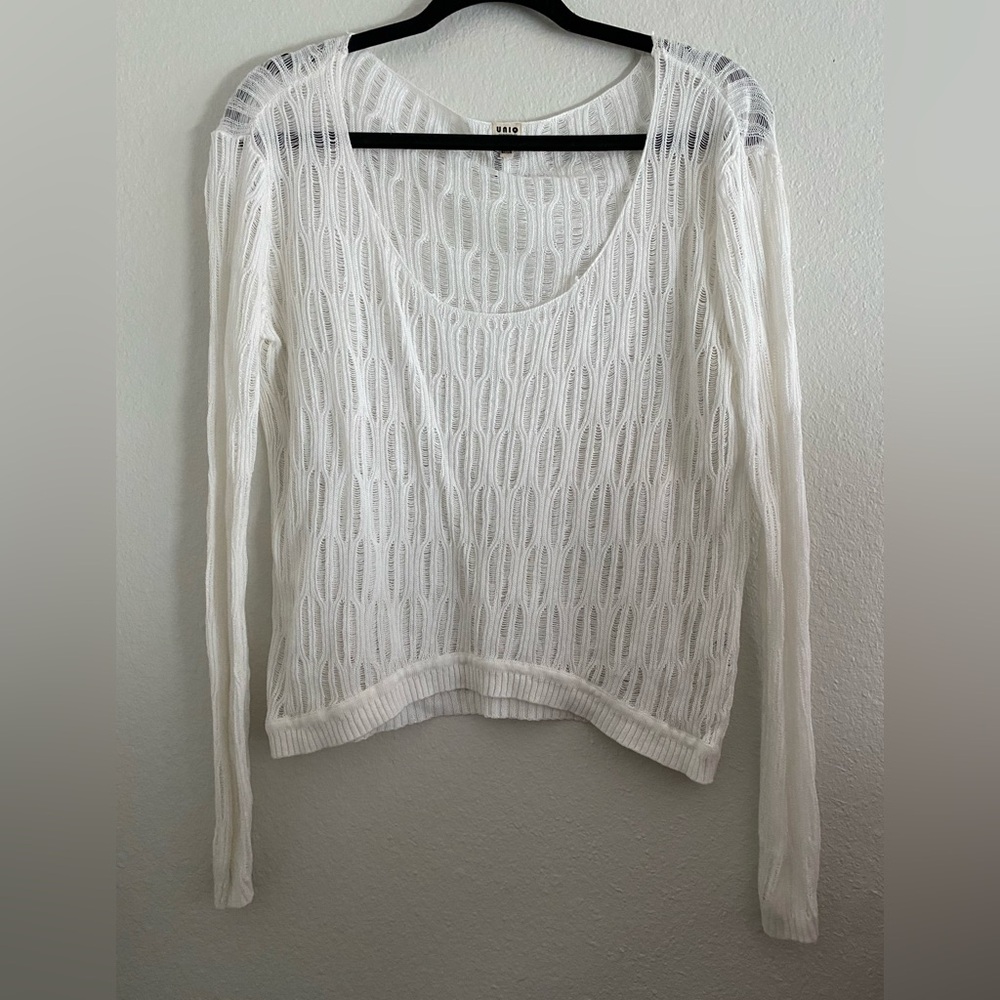 UNIQ White Crochet Top open knit Size S/M